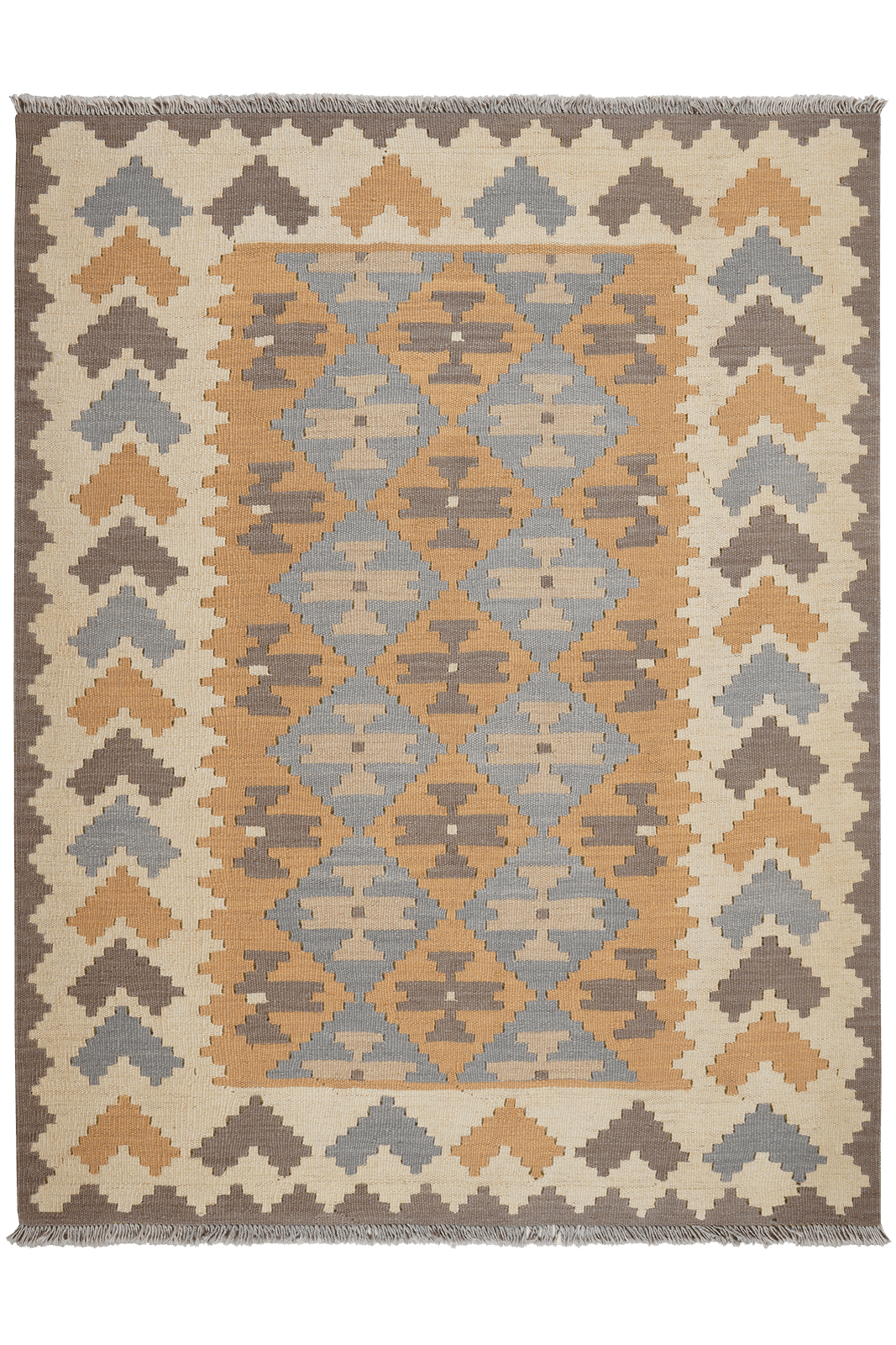 Kelim Gashgai — Handmade, 144x189 cm, Yellow, 100% Virgin Wool | Main view