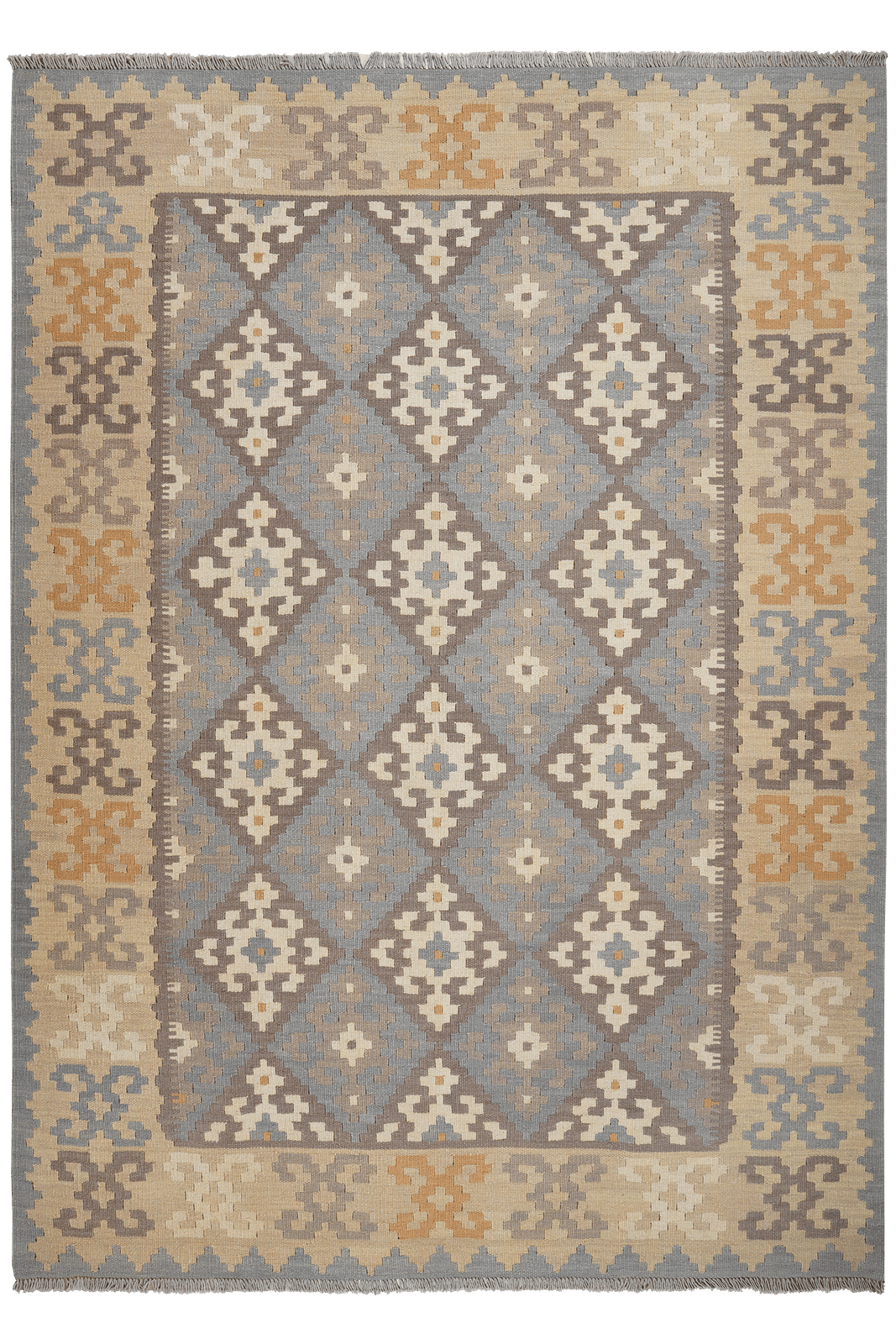 Kelim Gashgai — Handmade, 175x247 cm, Grey, 100% Virgin Wool | Main view