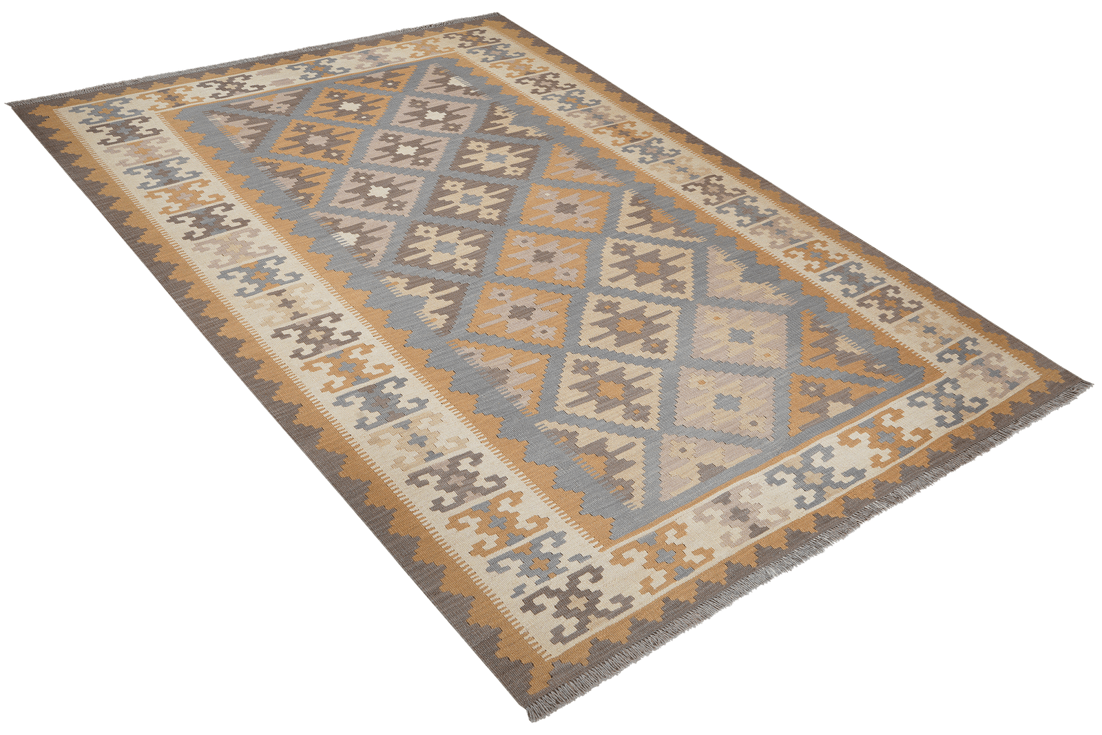 Kelim Gashgai — Handmade, 180x246 cm, Grey, 100% Virgin Wool | View 4