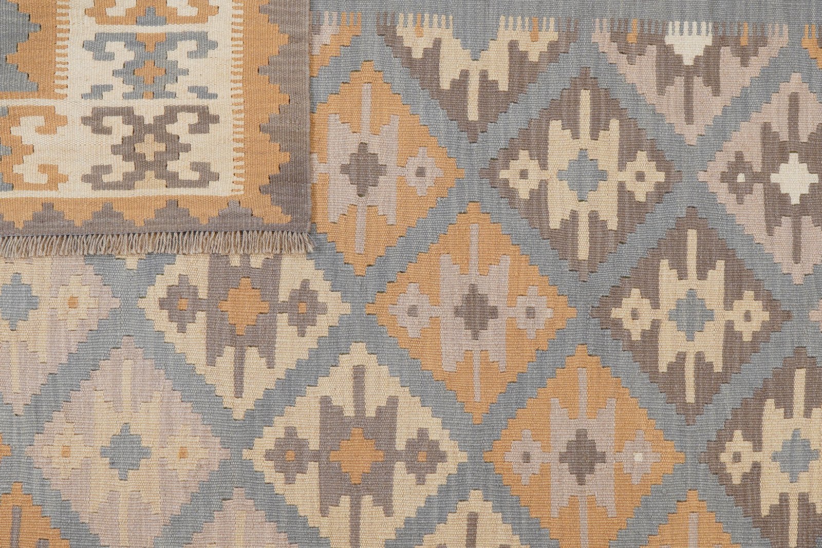Kelim Gashgai — Handmade, 180x246 cm, Grey, 100% Virgin Wool | View 6