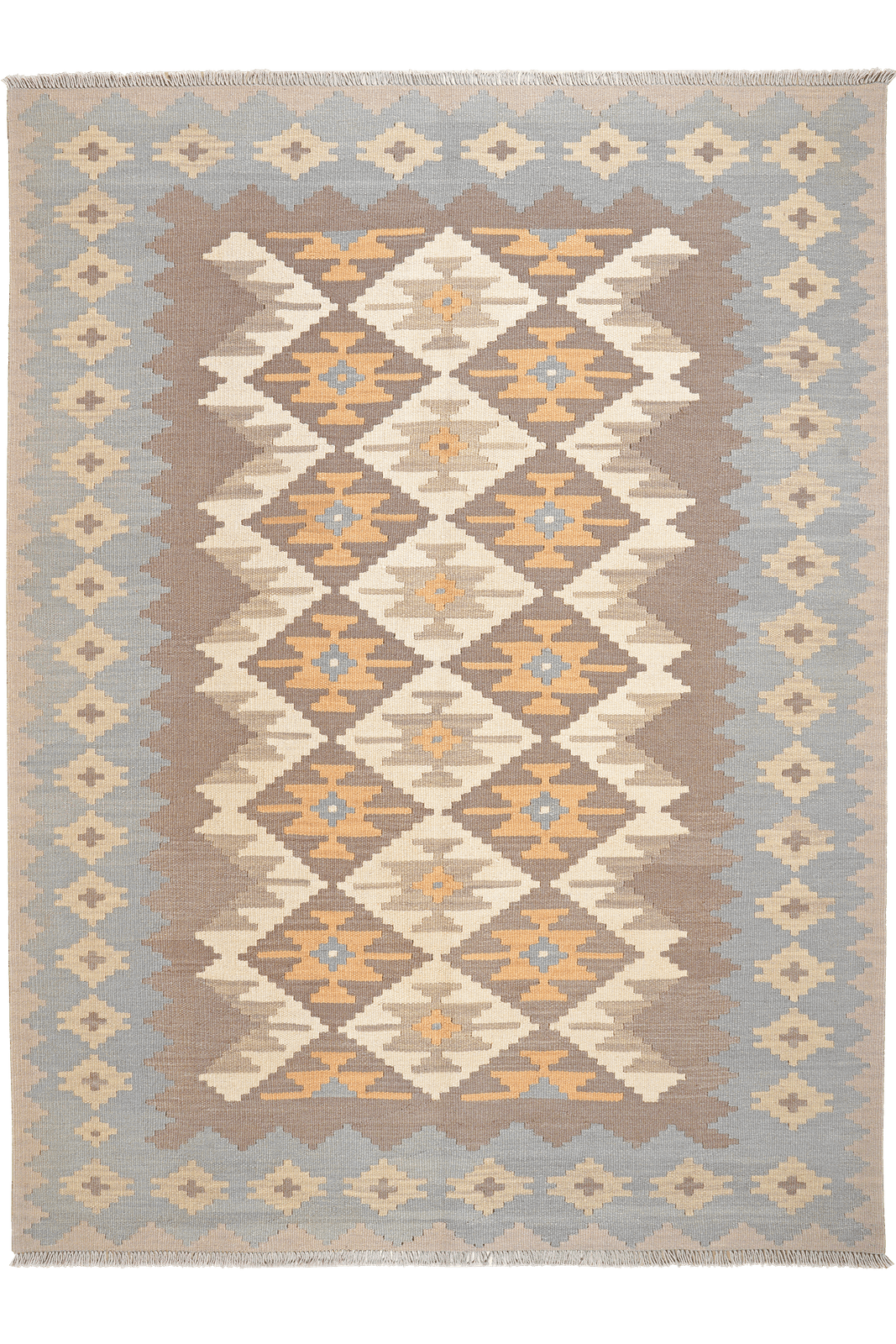 Kelim Gashgai — Handmade, 170x232 cm, Beige, 100% Virgin Wool | Main view