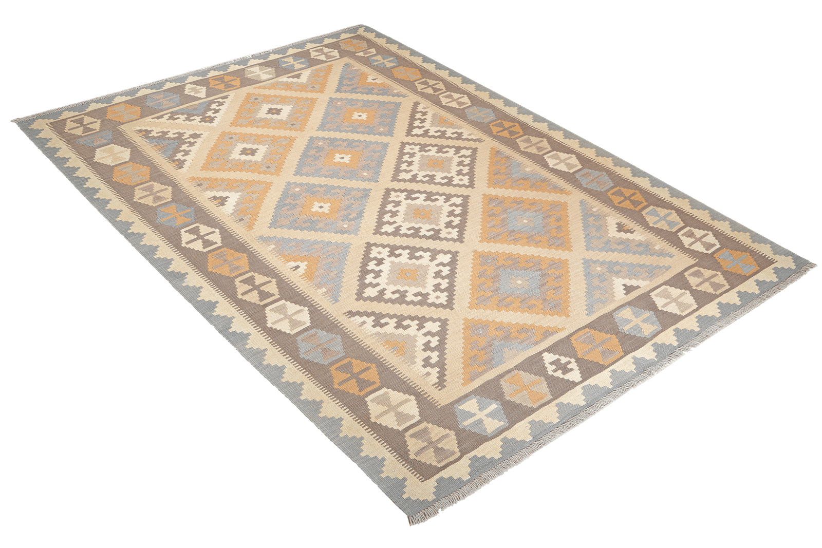 Kelim Gashgai — Handmade, 176x242 cm, Beige, 100% Virgin Wool | View 4