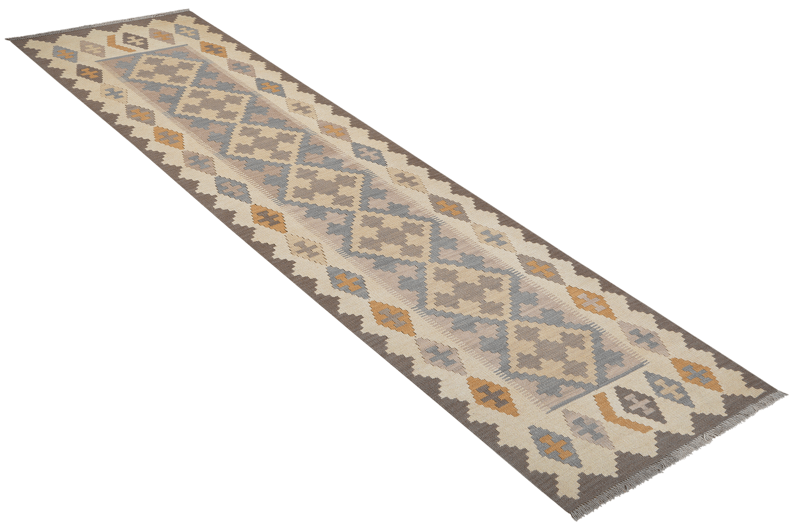 Kelim Gashgai — Handmade, 80x290 cm, Grey, 100% Virgin Wool | View 4