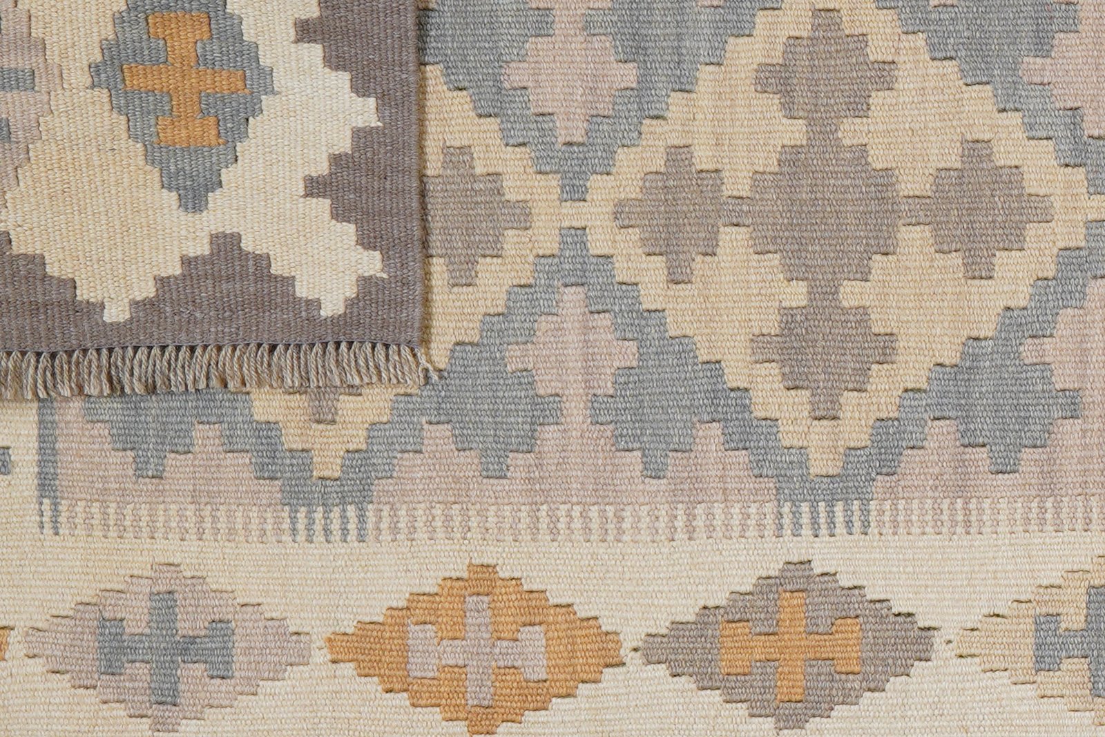 Kelim Gashgai — Handmade, 80x290 cm, Grey, 100% Virgin Wool | View 6