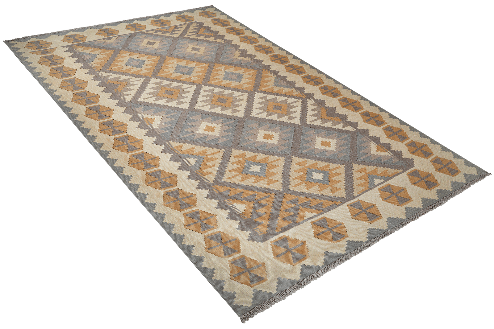 Kelim Gashgai — Handmade, 196x302 cm, Grey, 100% Virgin Wool | View 4