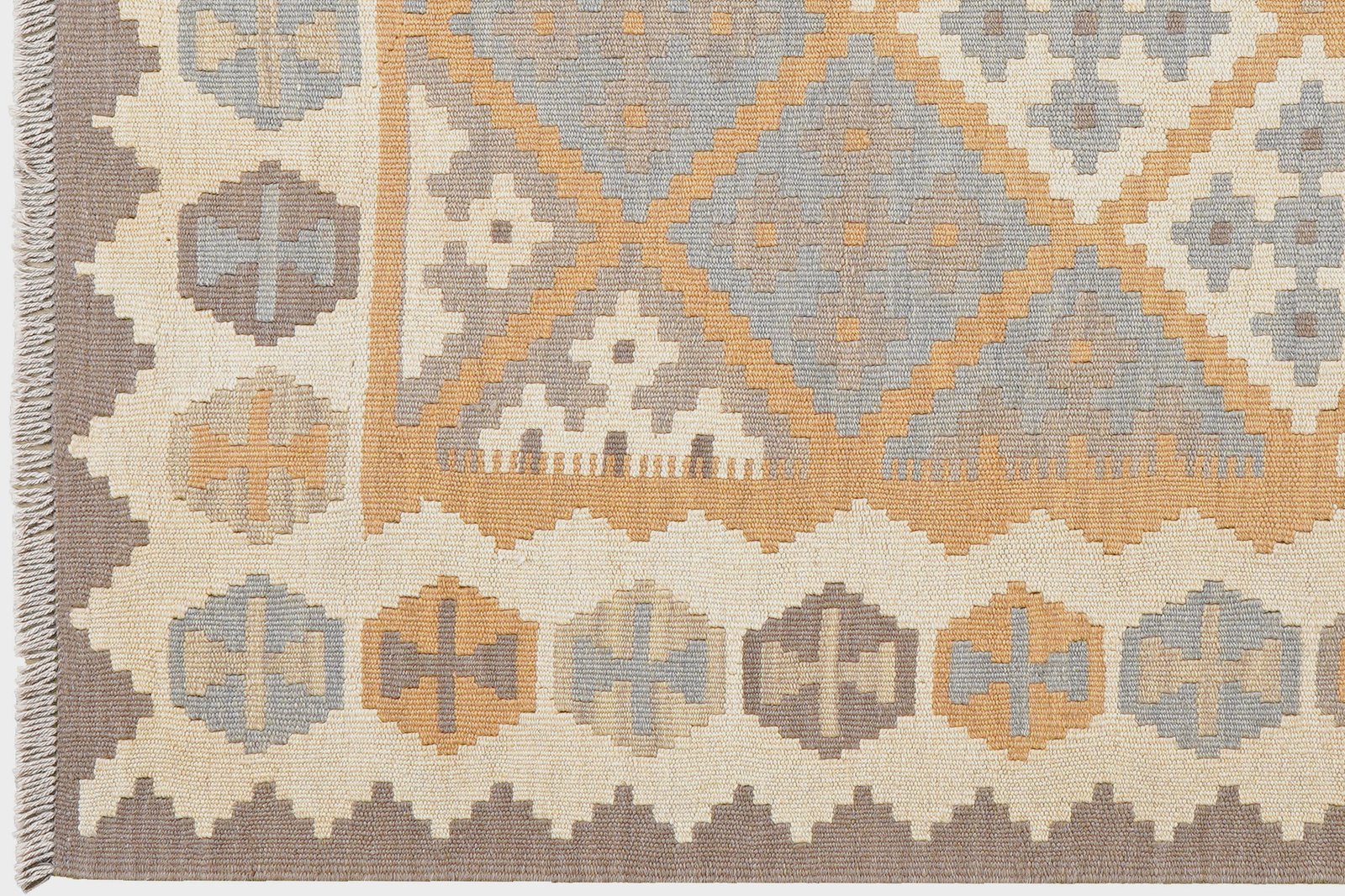 Kelim Gashgai — Handmade, 119x177 cm, Grey, 100% Virgin Wool | View 3