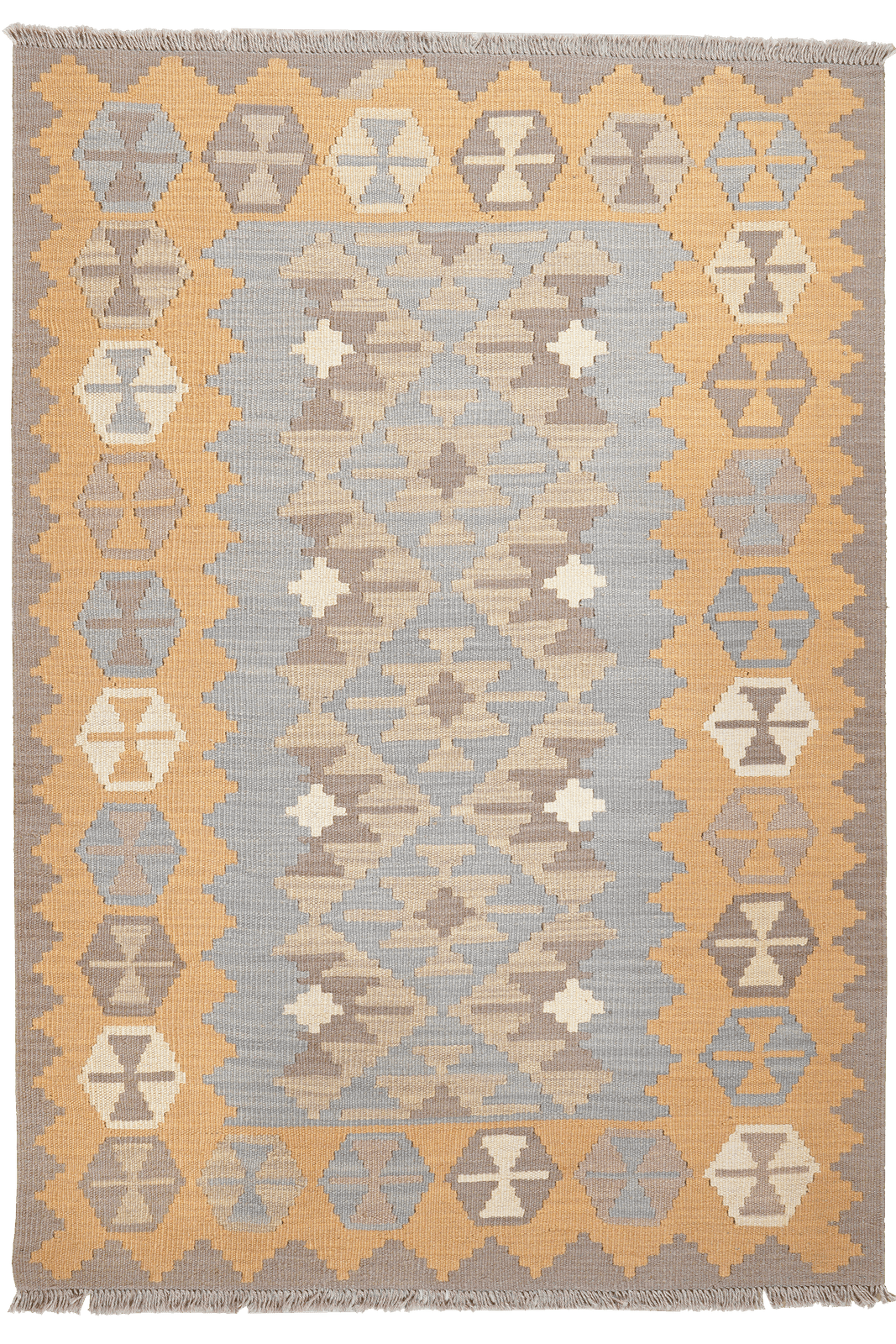 Kelim Gashgai — Handmade, 123x183 cm, Grey, 100% Virgin Wool | Main view