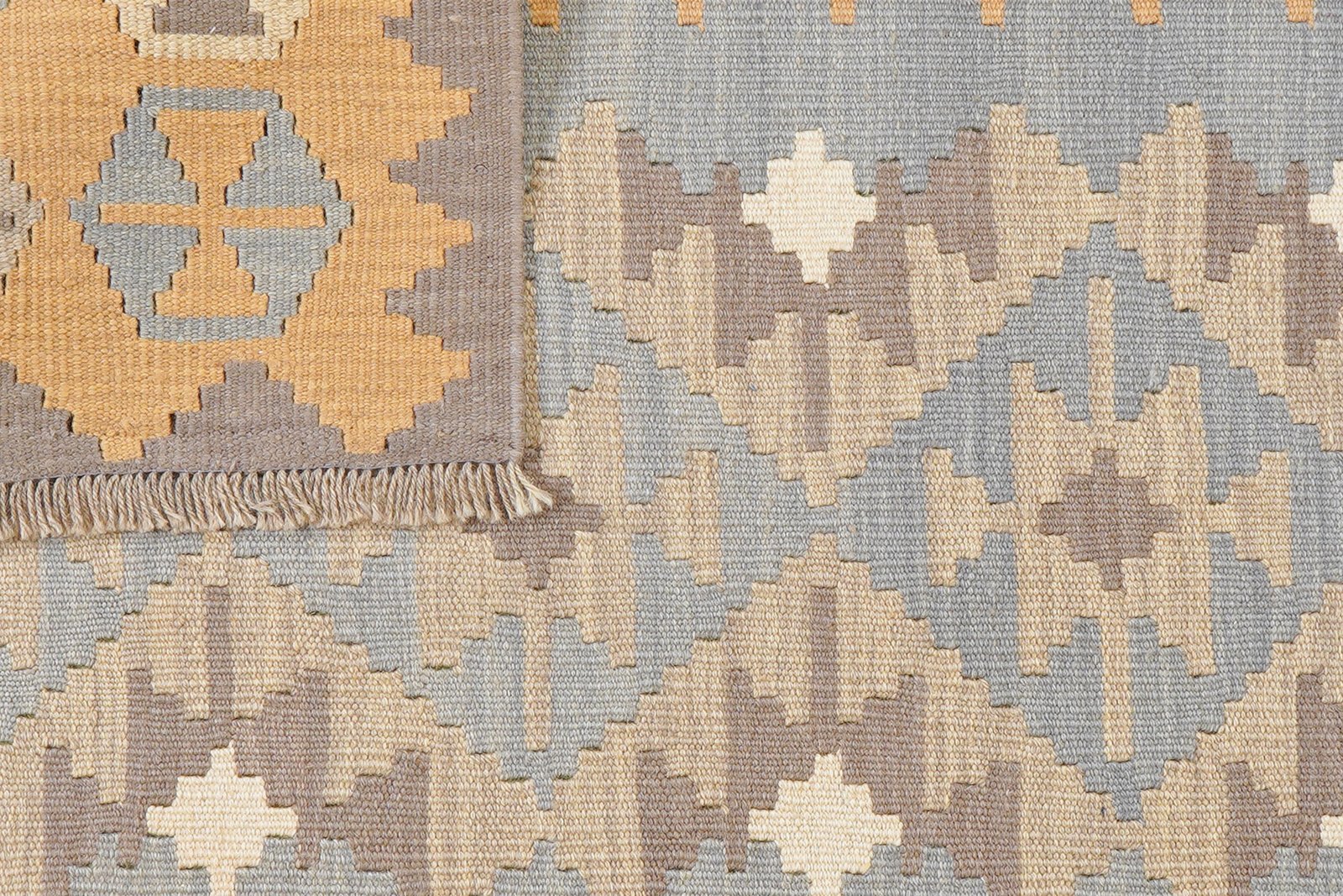 Kelim Gashgai — Handmade, 123x183 cm, Grey, 100% Virgin Wool | View 6