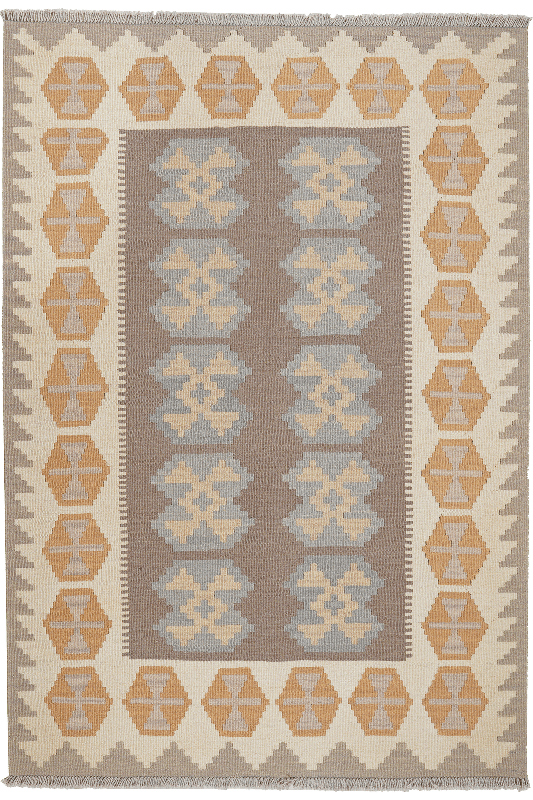 Kelim Gashgai — Handmade, 123x182 cm, Grey, 100% Virgin Wool | Main view
