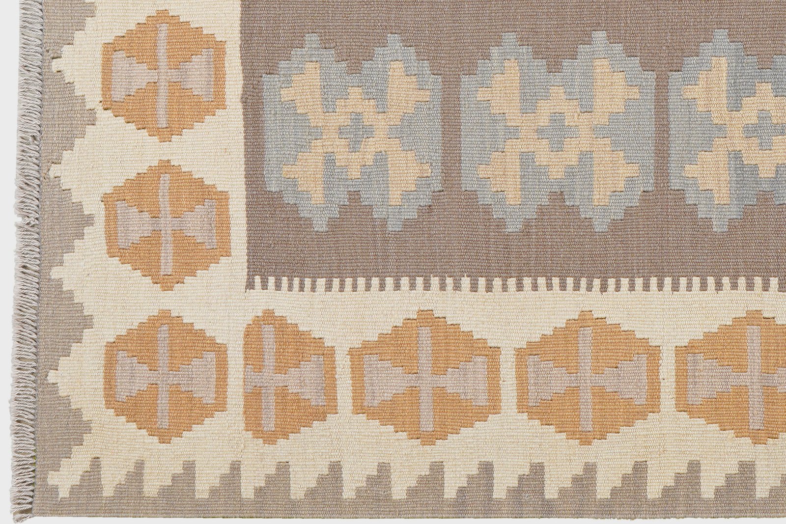 Kelim Gashgai — Handmade, 123x182 cm, Grey, 100% Virgin Wool | View 3
