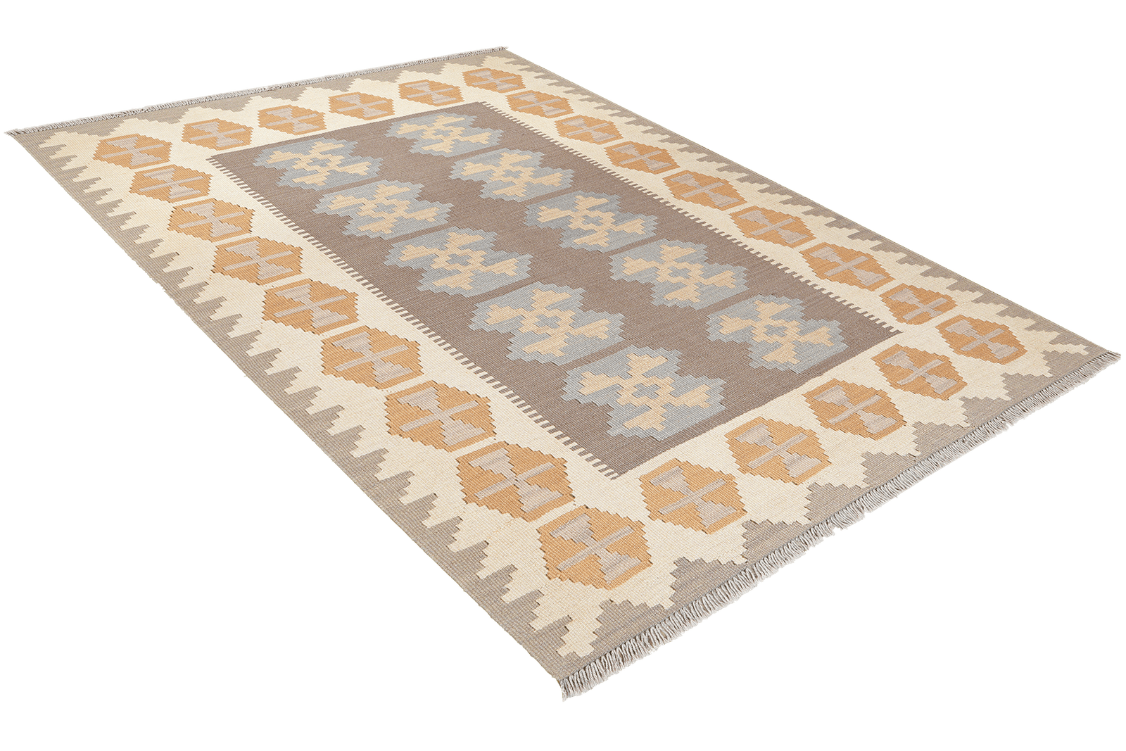 Kelim Gashgai — Handmade, 123x182 cm, Grey, 100% Virgin Wool | View 4