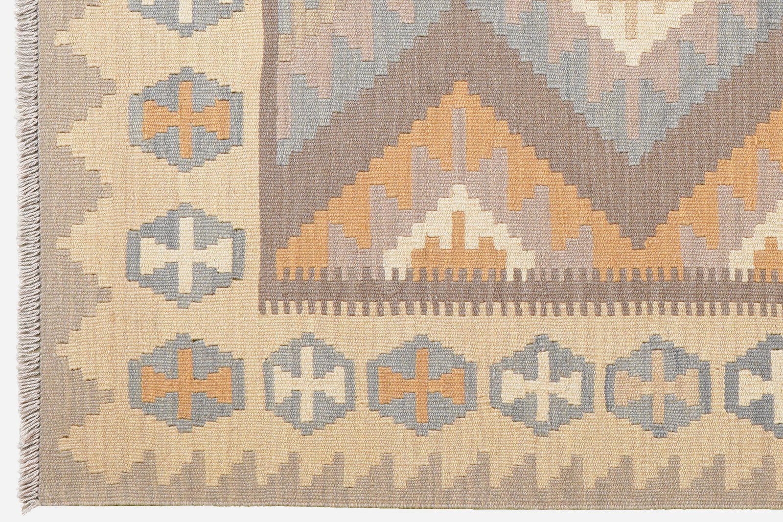 Kelim Gashgai — Handmade, 122x176 cm, Grey, 100% Virgin Wool | View 3