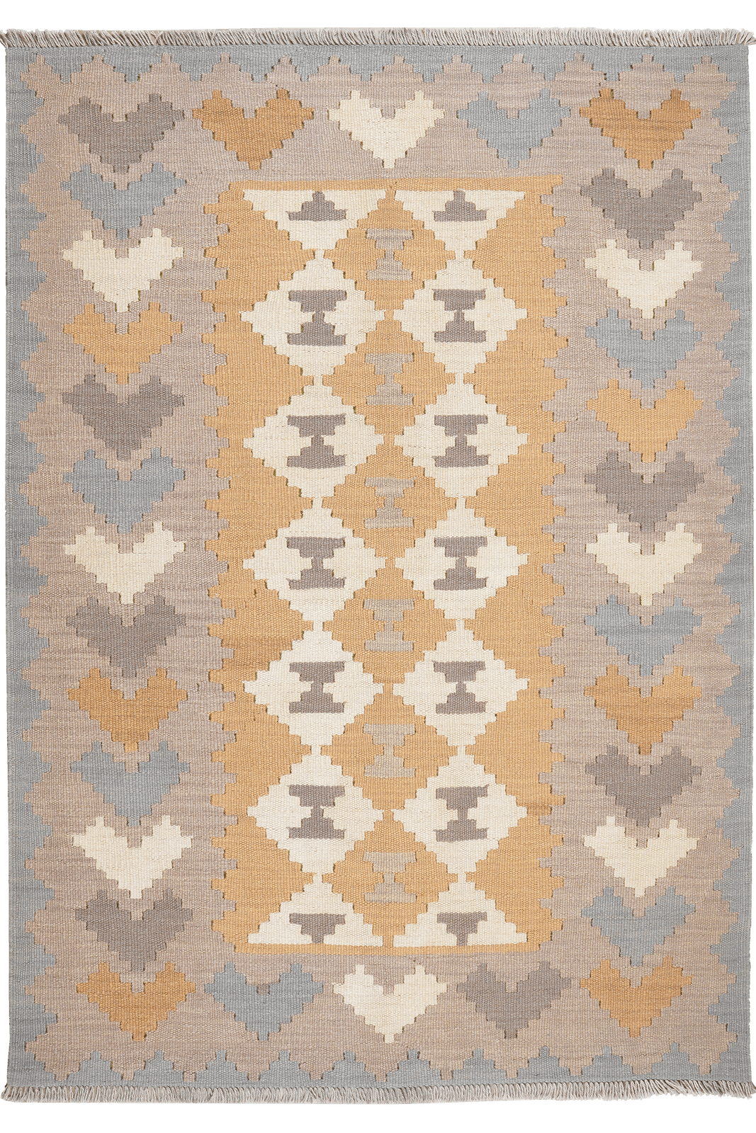 Kelim Gashgai — Handmade, 118x170 cm, Yellow, 100% Virgin Wool | Main view