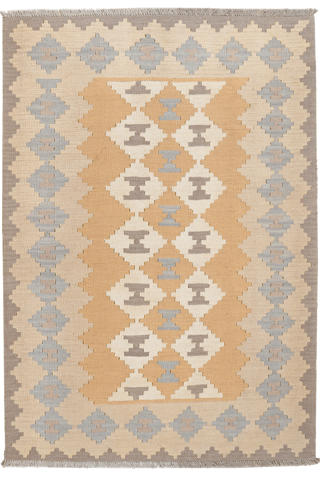 Kelim Gashgai — Handmade, 120x172 cm, Yellow, 100% Virgin Wool | Main view