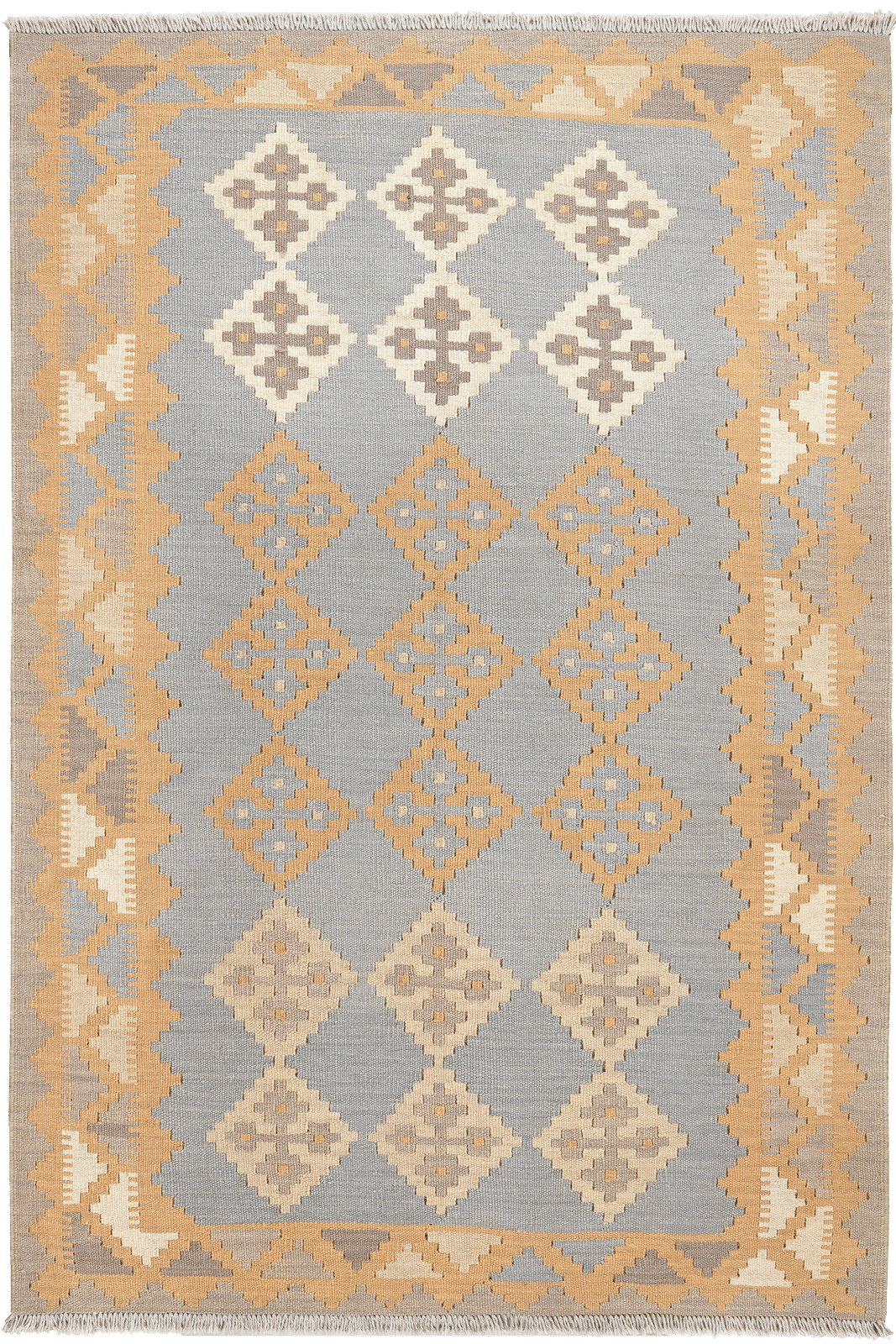 Kelim Gashgai — Handmade, 123x188 cm, Grey, 100% Virgin Wool | Main view