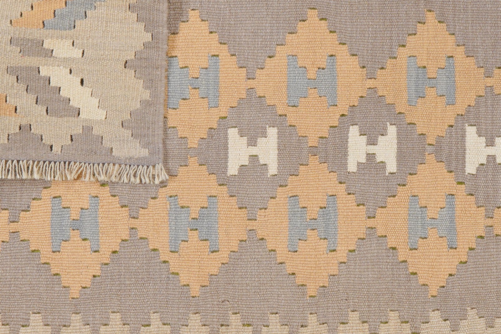 Kelim Gashgai — Handmade, 119x170 cm, Grey, 100% Virgin Wool | View 6