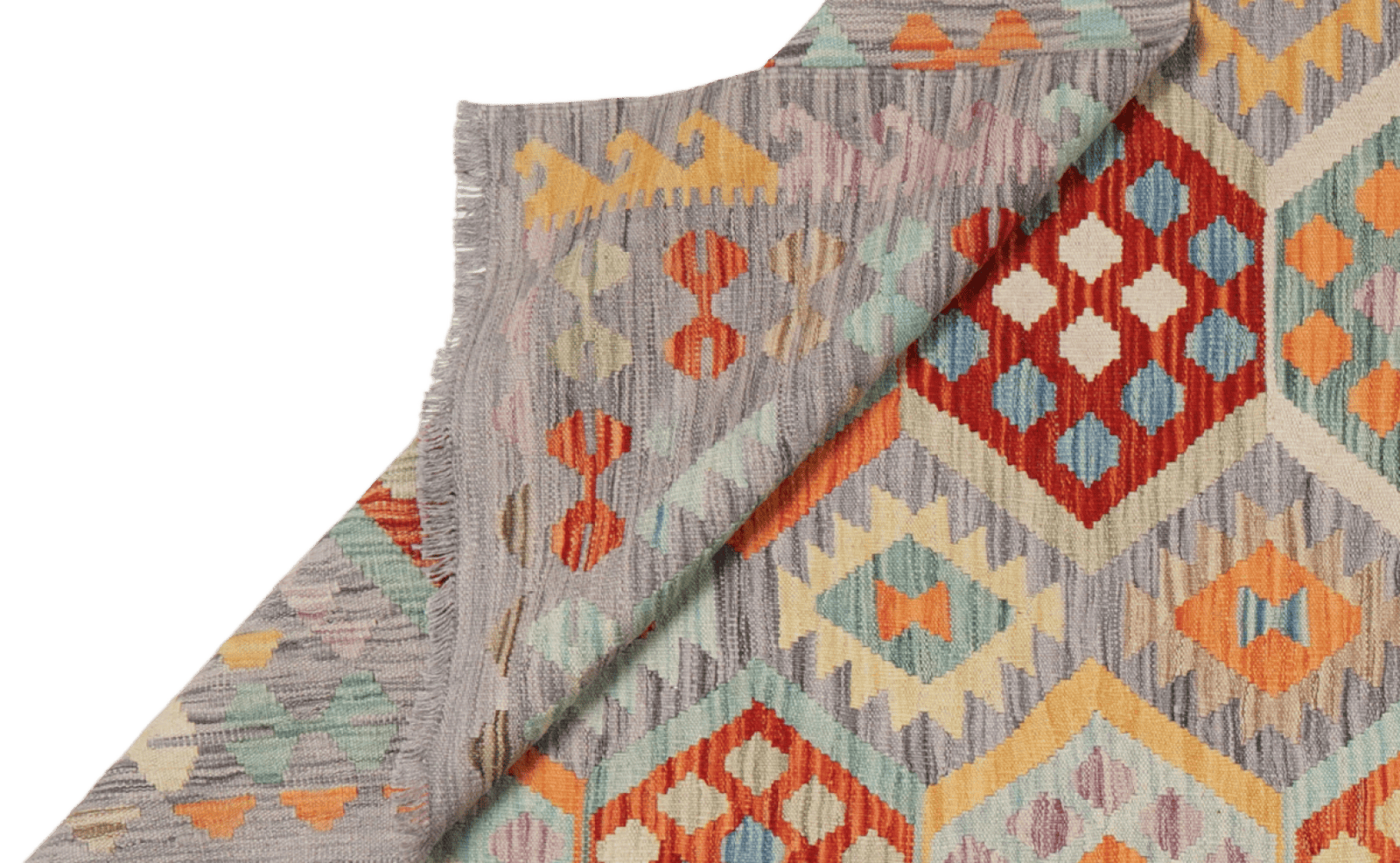 Kelim — Handmade, 200x296 cm, Grey, 100% Virgin Wool | View 5