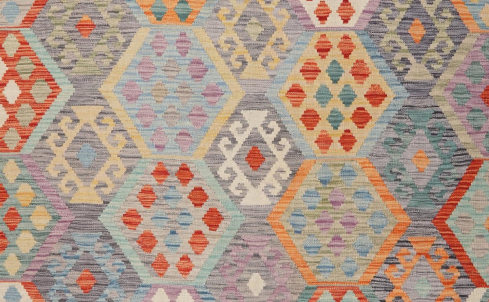 Kelim — Handmade, 193x293 cm, Grey, 100% Virgin Wool | View 4