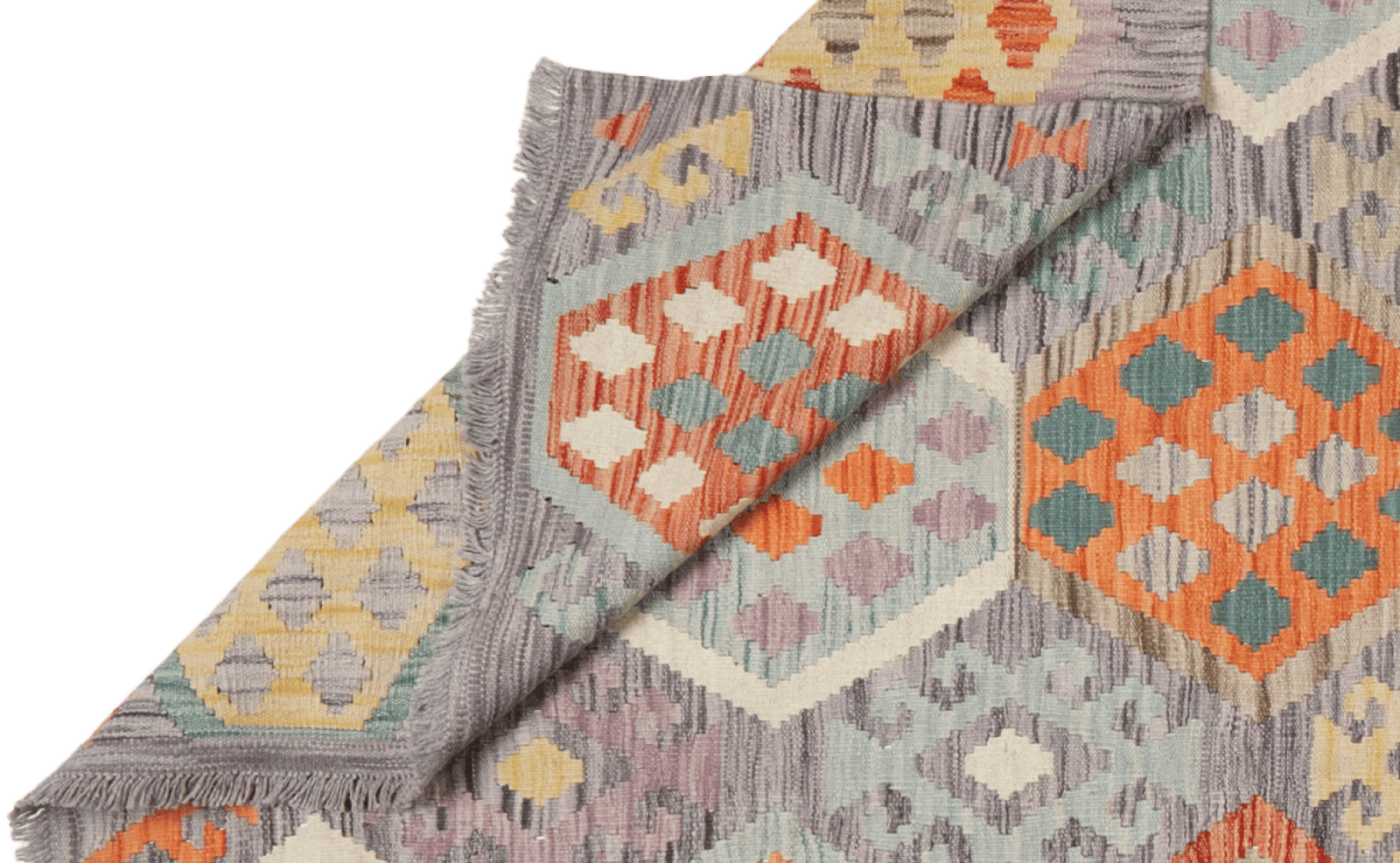 Kelim — Handmade, 197x292 cm, Grey, 100% Virgin Wool | View 5