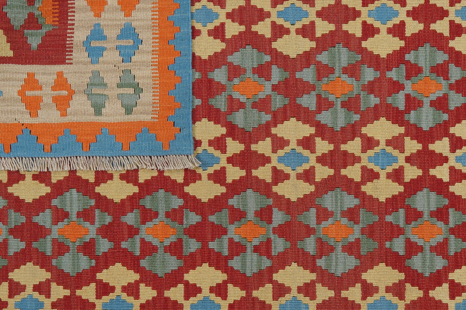 Kelim Gashgai — Handmade, 157x199 cm, Red, 100% Virgin Wool | View 6