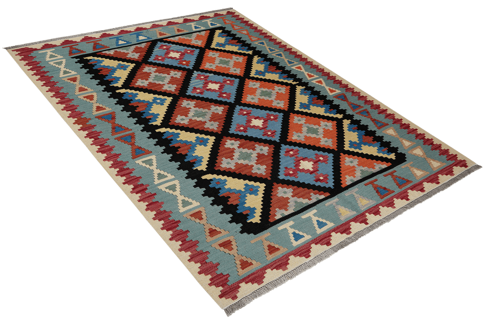 Kelim Gashgai — Handmade, 155x193 cm, Black, 100% Virgin Wool | View 4