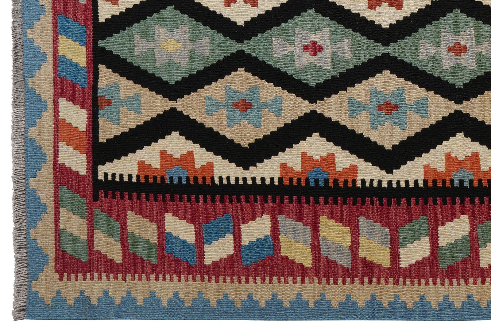 Kelim Gashgai — Handmade, 157x200 cm, Black, 100% Virgin Wool | View 3