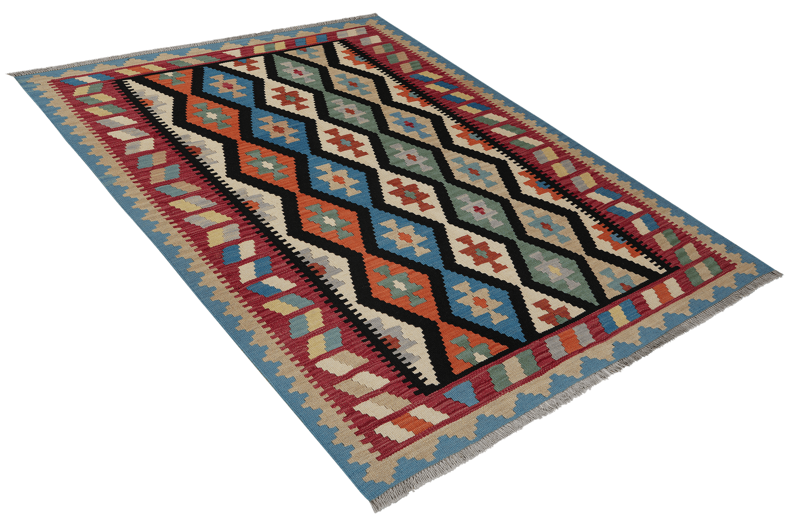 Kelim Gashgai — Handmade, 157x200 cm, Black, 100% Virgin Wool | View 4
