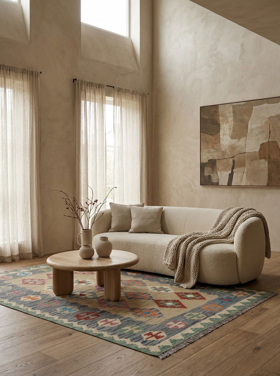 Kelim Gashgai — Handgefertigt, 202x159 cm, Grau, 100% Virgin Wool | Detail view