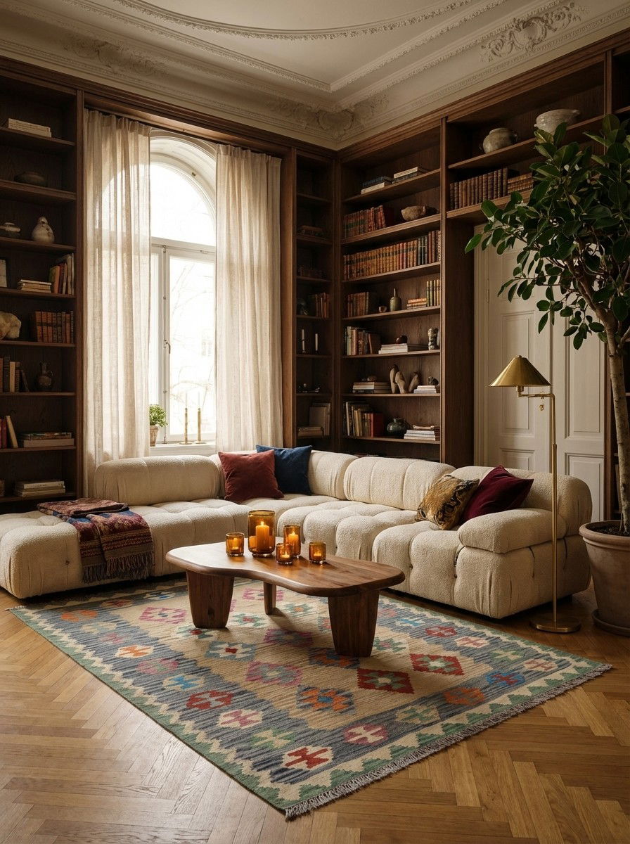 Kelim Gashgai — Handgefertigt, 202x159 cm, Grau, 100% Virgin Wool | Back view