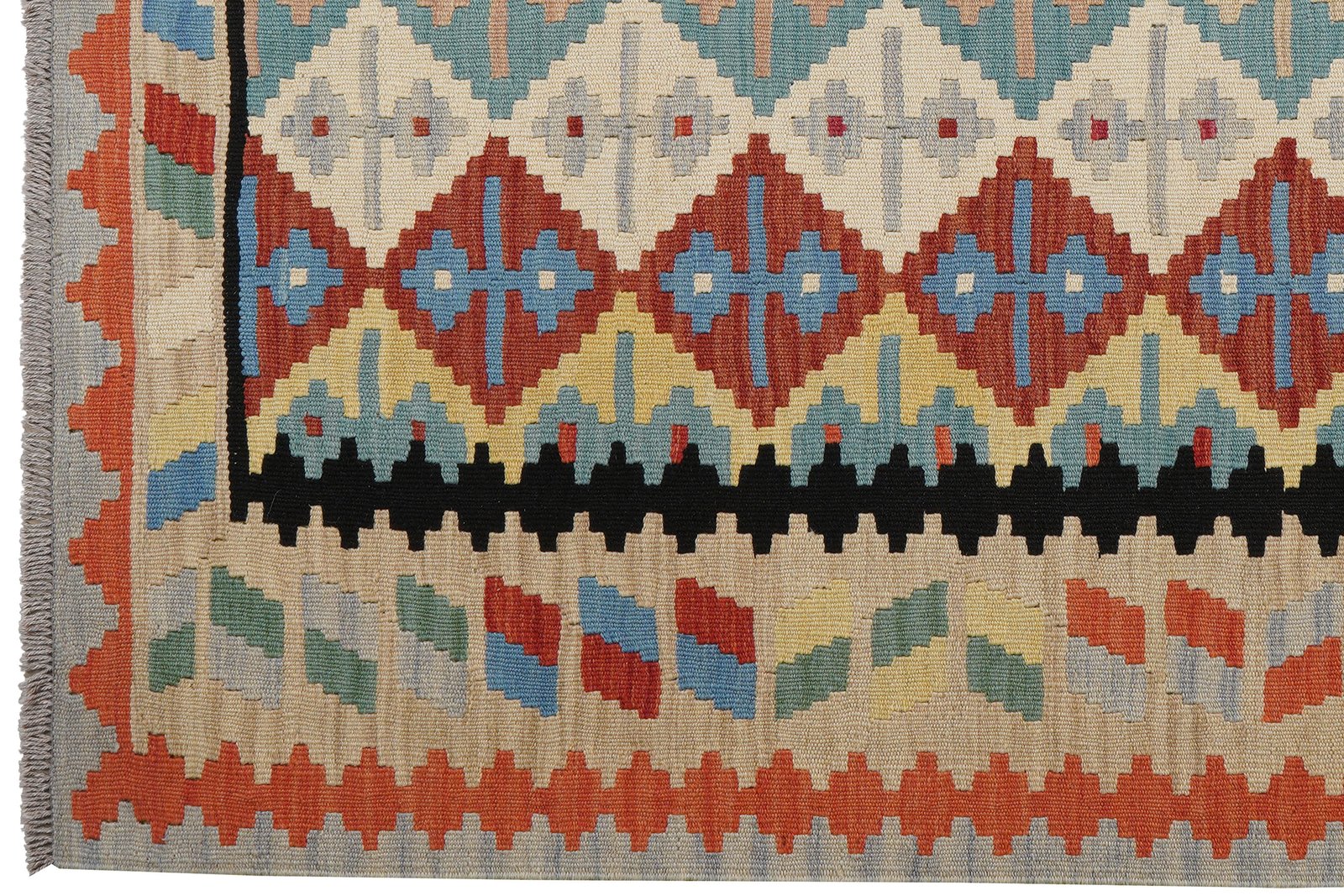 Kelim Gashgai — Handmade, 154x195 cm, Beige, 100% Virgin Wool | View 3