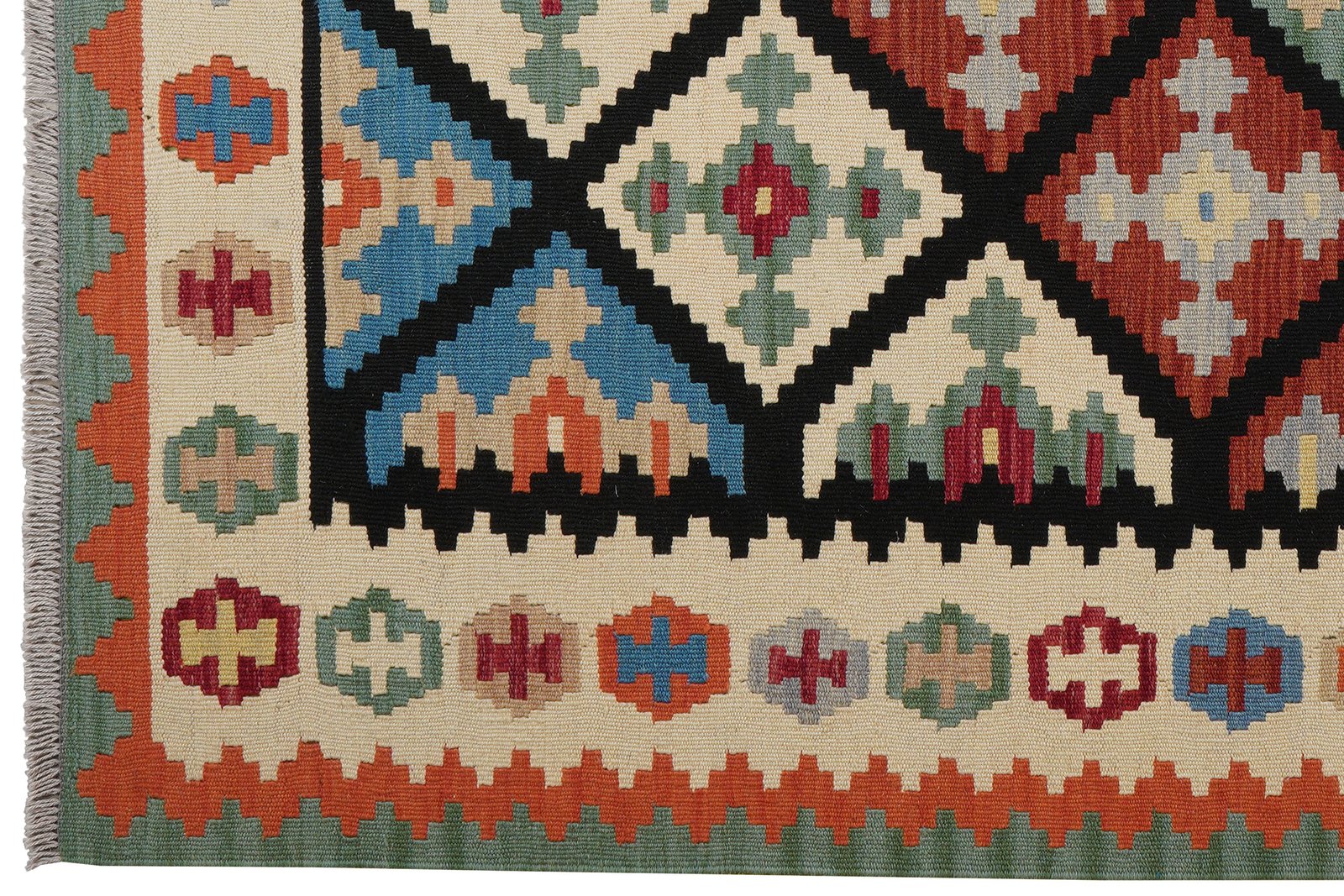 Kelim Gashgai — Handmade, 151x199 cm, Black, 100% Virgin Wool | View 3
