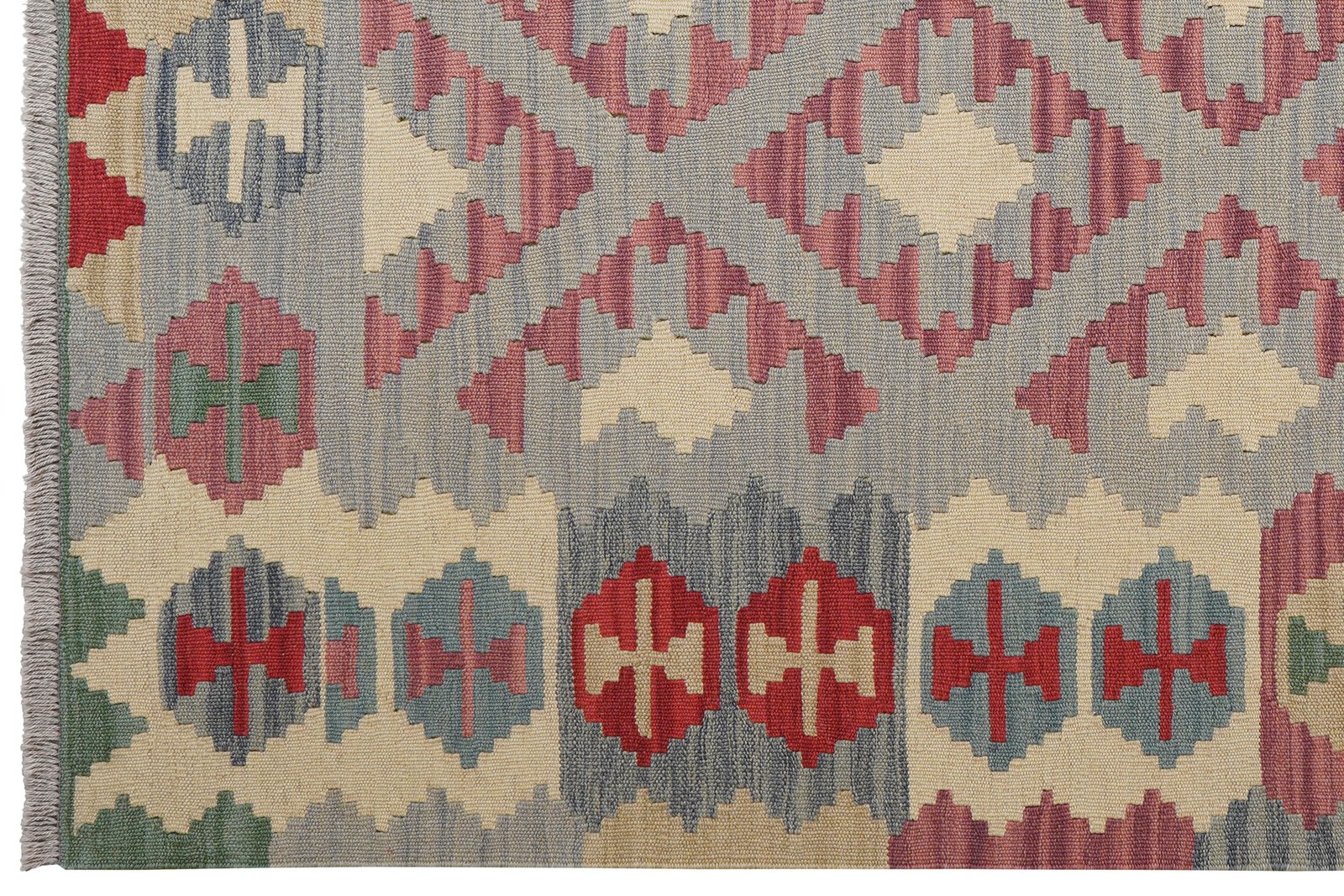 Kelim Gashgai — Handmade, 154x191 cm, Grey, 100% Virgin Wool | View 3