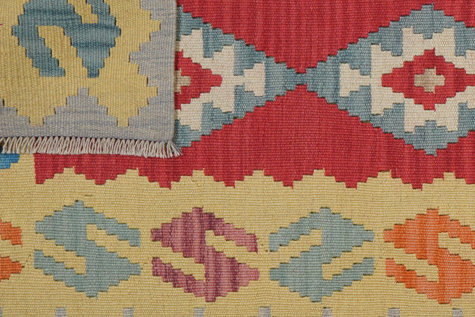 Kelim Gashgai — Handgefertigt, 300x82 cm, Gelb, 100% Virgin Wool | View 7