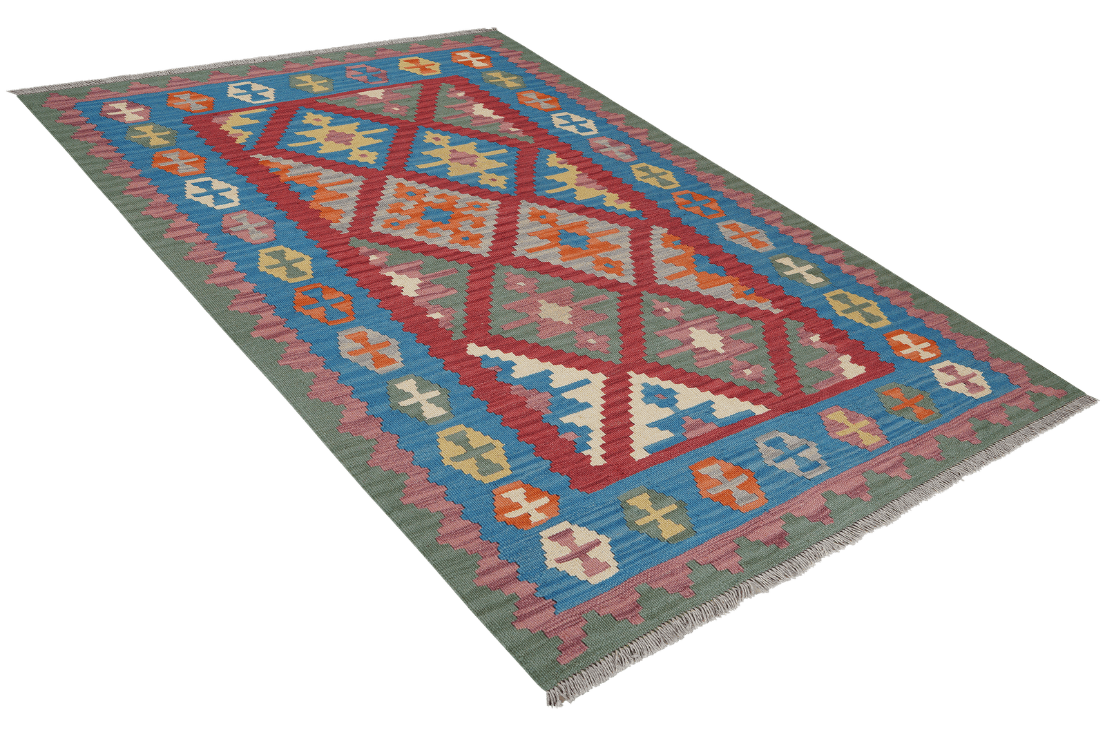 Kelim Gashgai — Handmade, 131x183 cm, Red, 100% Virgin Wool | View 4