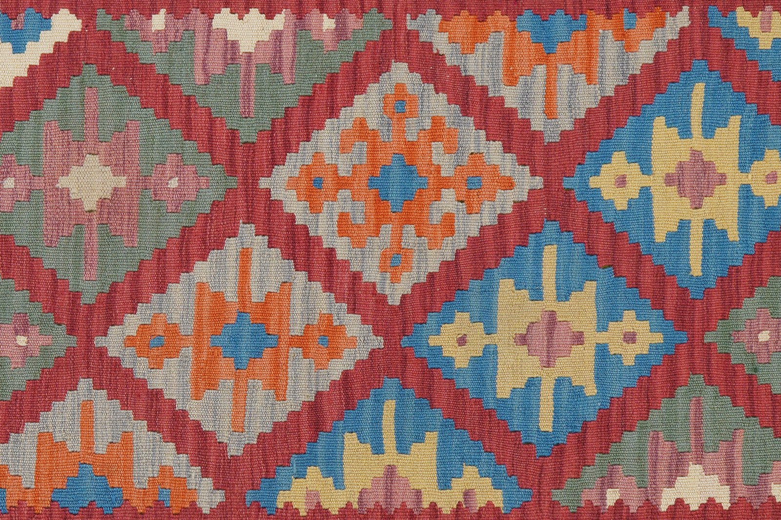 Kelim Gashgai — Handmade, 131x183 cm, Red, 100% Virgin Wool | View 5