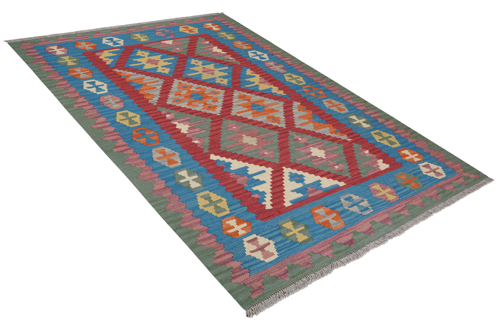 Kelim Gashgai — Handgefertigt, 183x131 cm, Blau, 100% Virgin Wool | View 5