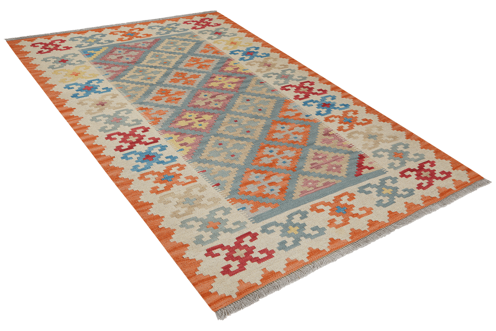 Kelim Gashgai — Handmade, 121x174 cm, Blue, 100% Virgin Wool | View 4