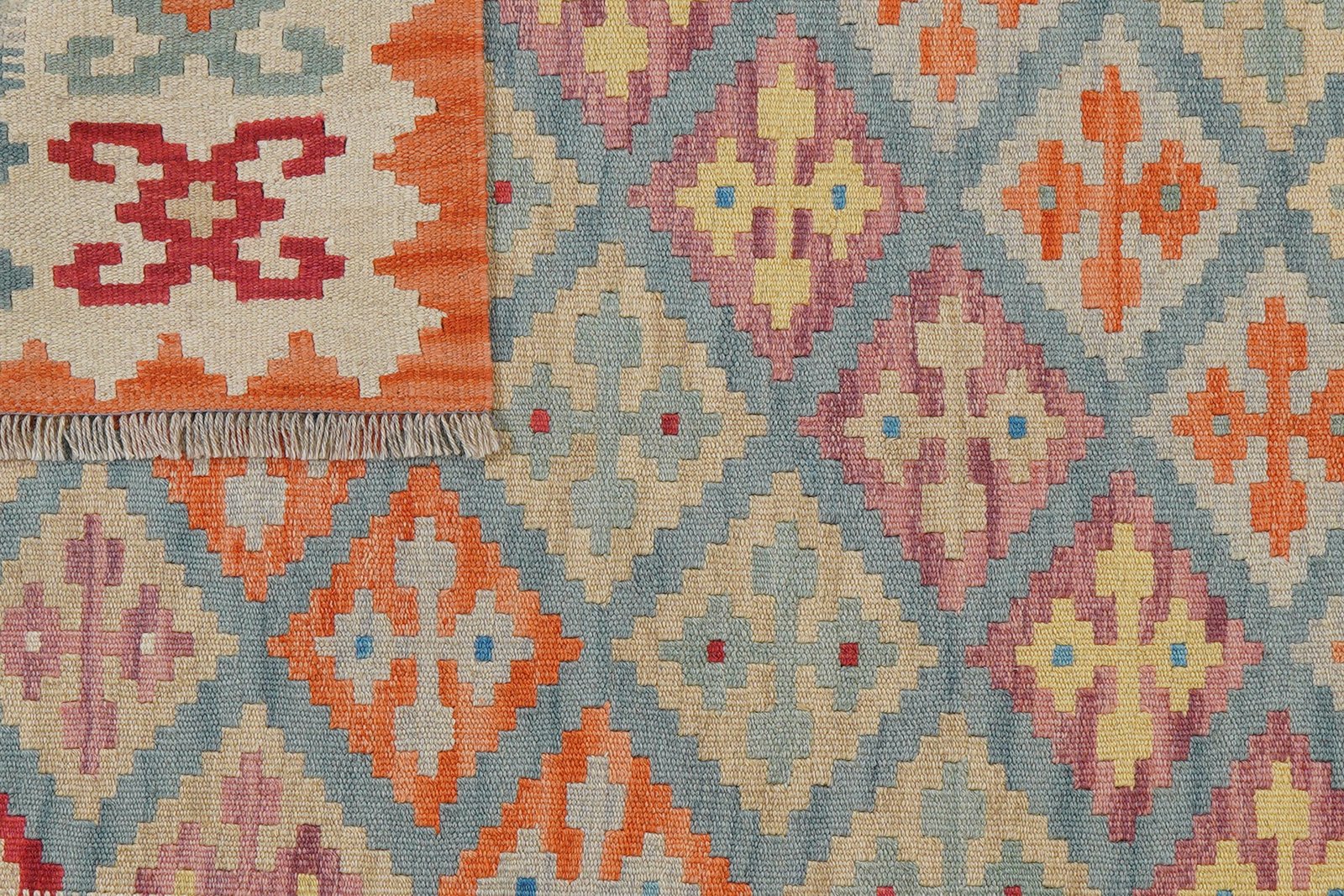 Kelim Gashgai — Handmade, 121x174 cm, Blue, 100% Virgin Wool | View 6