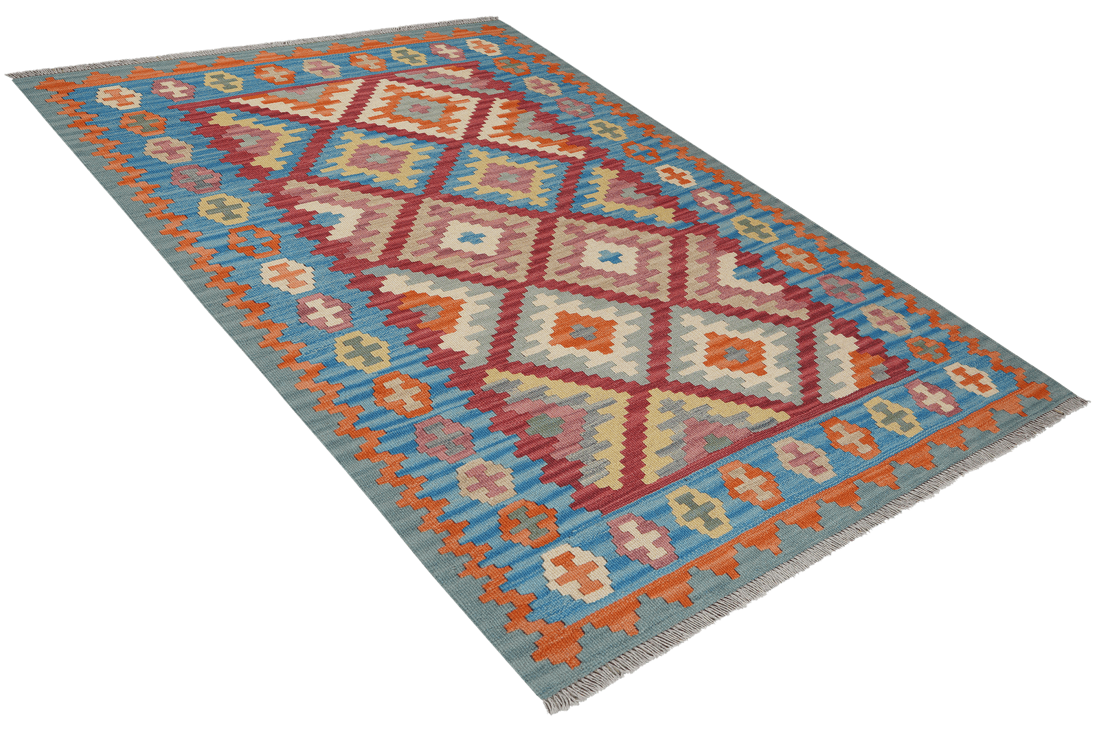 Kelim Gashgai — Handmade, 130x184 cm, Red, 100% Virgin Wool | View 4