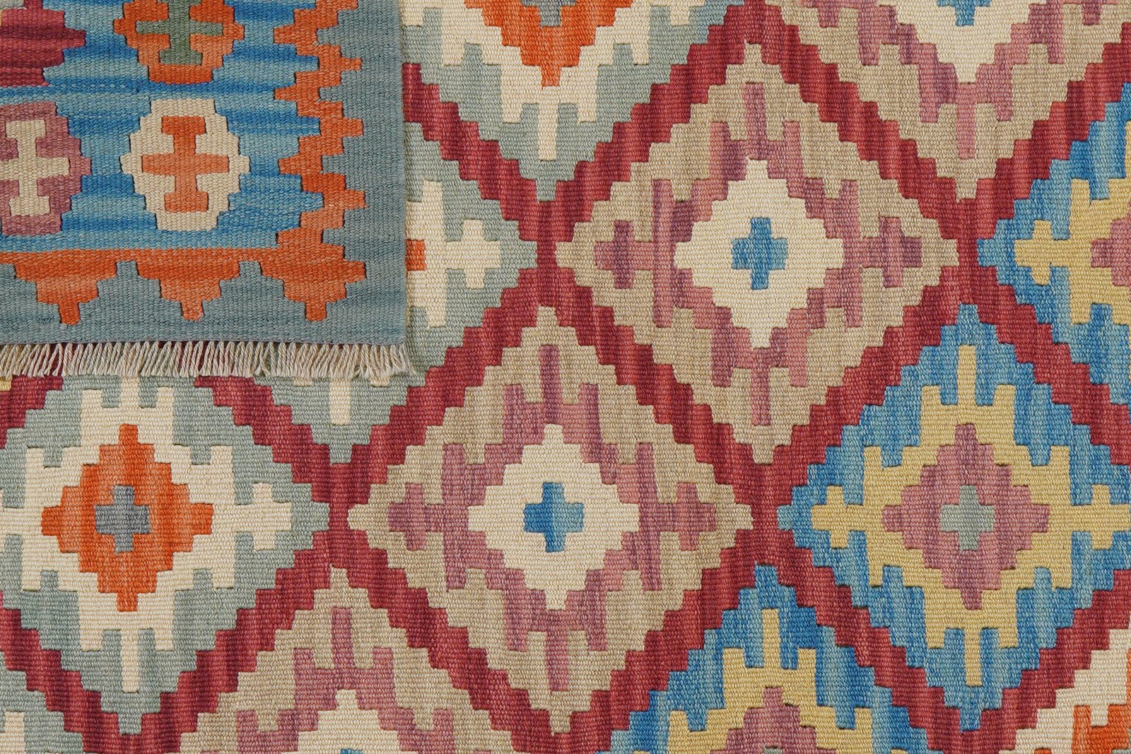 Kelim Gashgai — Handmade, 130x184 cm, Red, 100% Virgin Wool | View 6