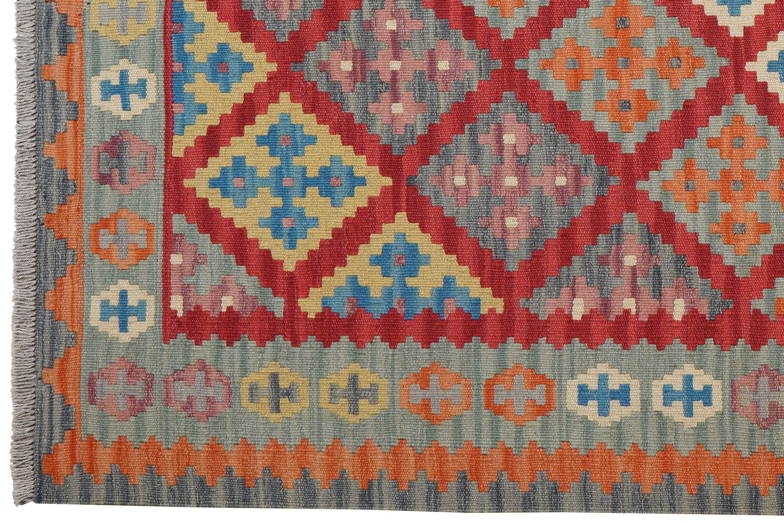 Kelim Gashgai — Handgefertigt, 183x132 cm, Grau, 100% Virgin Wool | View 4