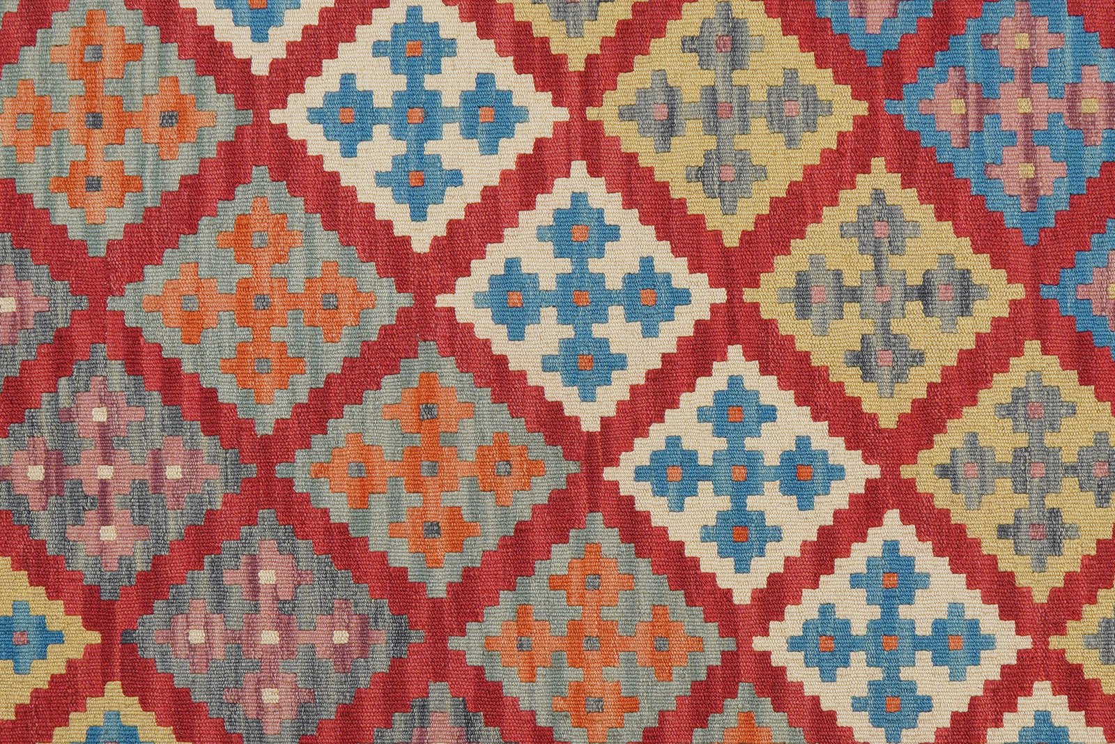 Kelim Gashgai — Handmade, 132x183 cm, Red, 100% Virgin Wool | View 5