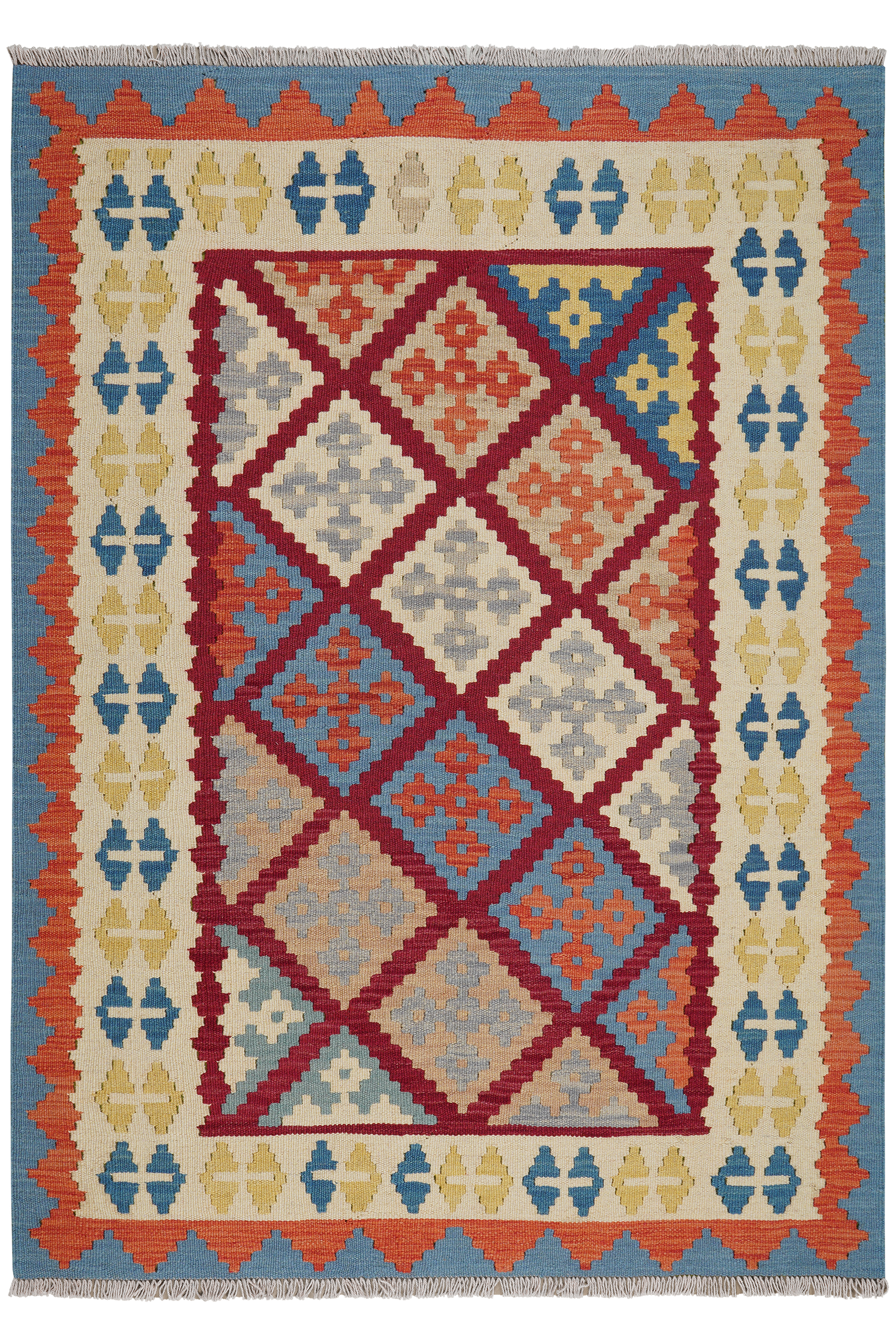 Kelim Gashgai — Handgefertigt, 172x121 cm, Beige, 100% Virgin Wool | Main view