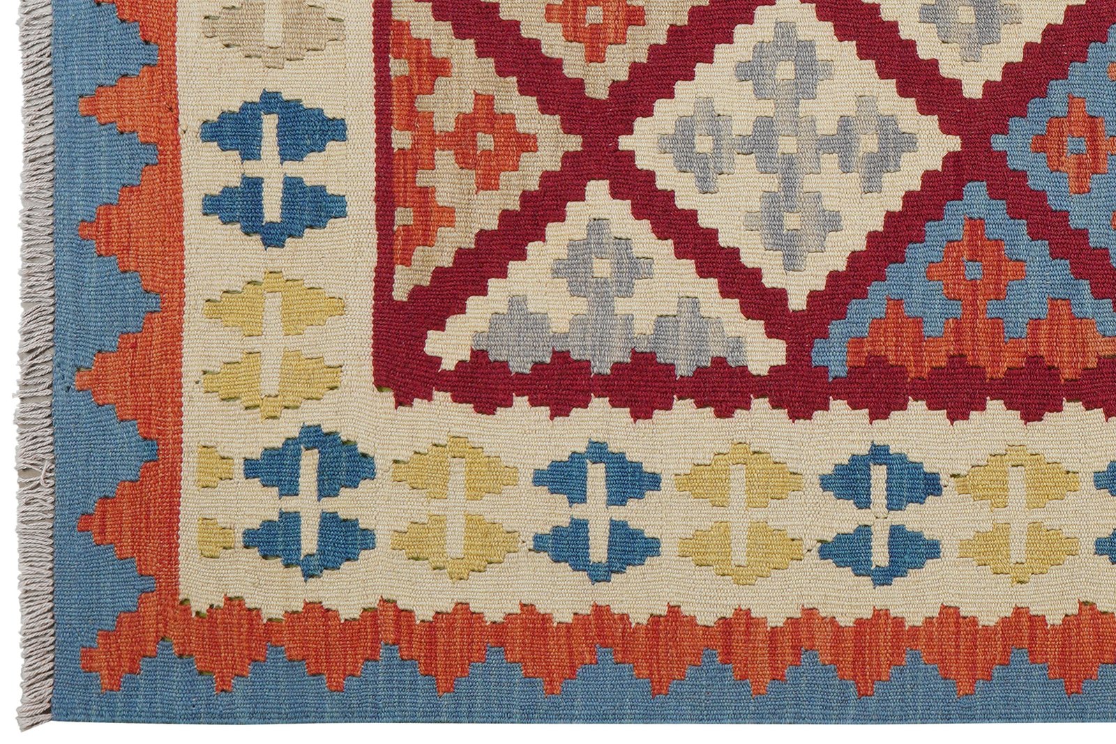 Kelim Gashgai — Handmade, 121x172 cm, Red, 100% Virgin Wool | View 3