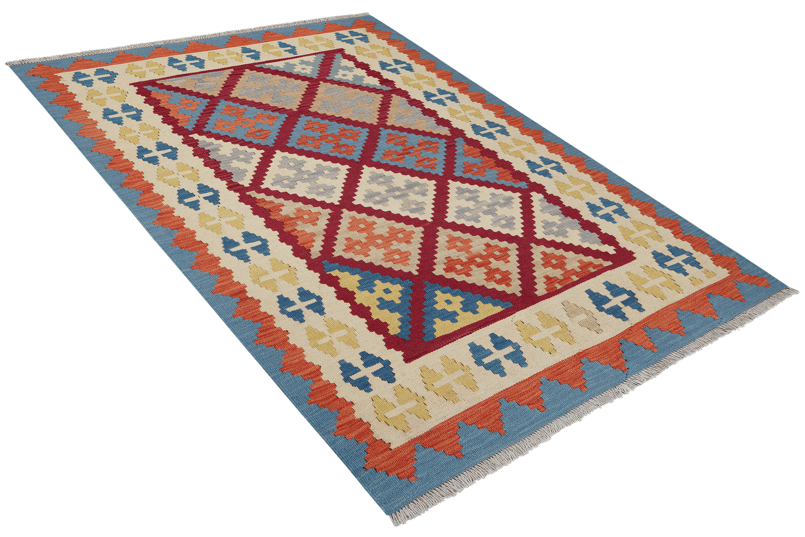 Kelim Gashgai — Handmade, 121x172 cm, Red, 100% Virgin Wool | View 4