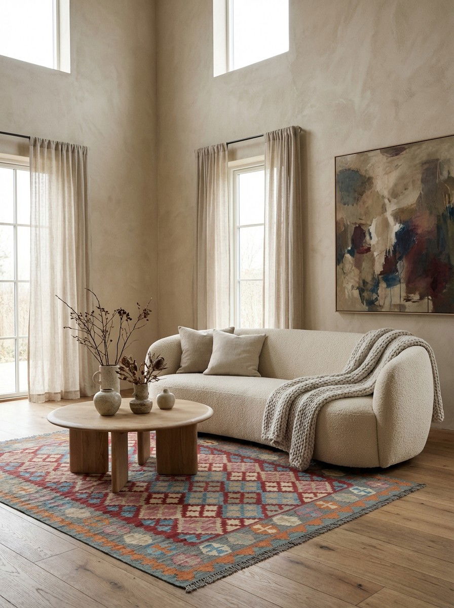 Kelim Gashgai — Handgefertigt, 206x159 cm, Grau, 100% Virgin Wool | Detail view