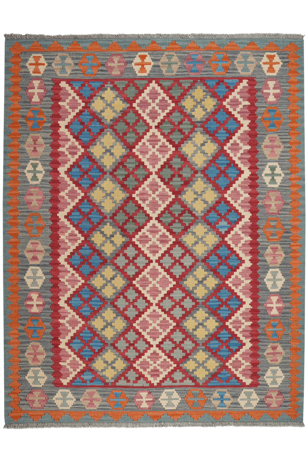 Kelim Gashgai — Handmade, 161x207 cm, Red, 100% Virgin Wool | Main view