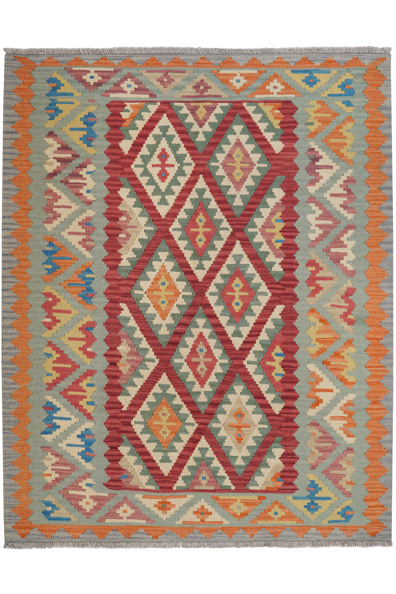 Kelim Gashgai — Handgefertigt, 197x158 cm, Beige, 100% Virgin Wool | Main view