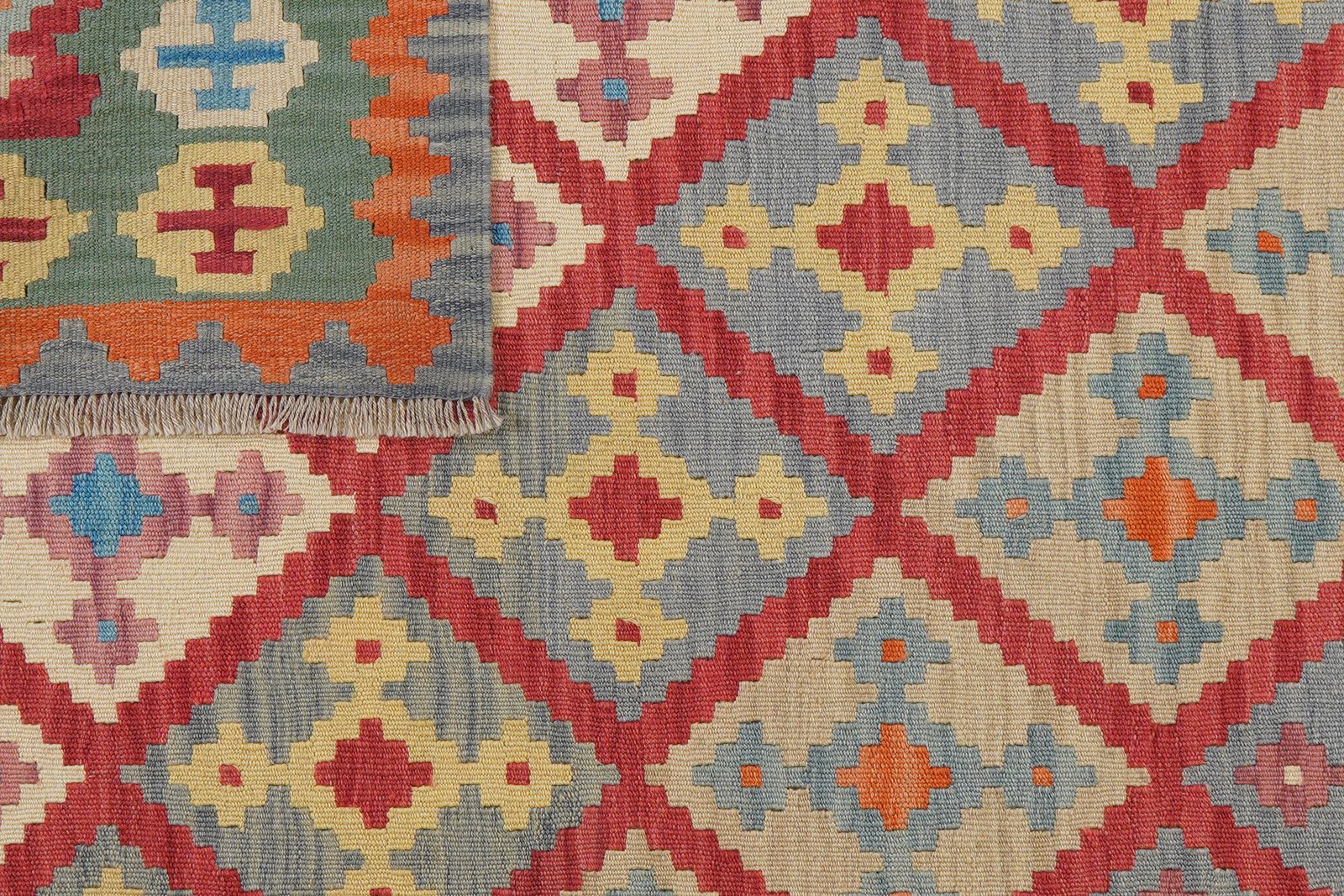 Kelim Gashgai — Handmade, 158x197 cm, Red, 100% Virgin Wool | View 6