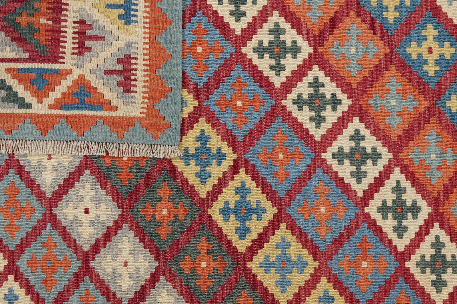 Kelim Gashgai — Handmade, 158x198 cm, Red, 100% Virgin Wool | View 6